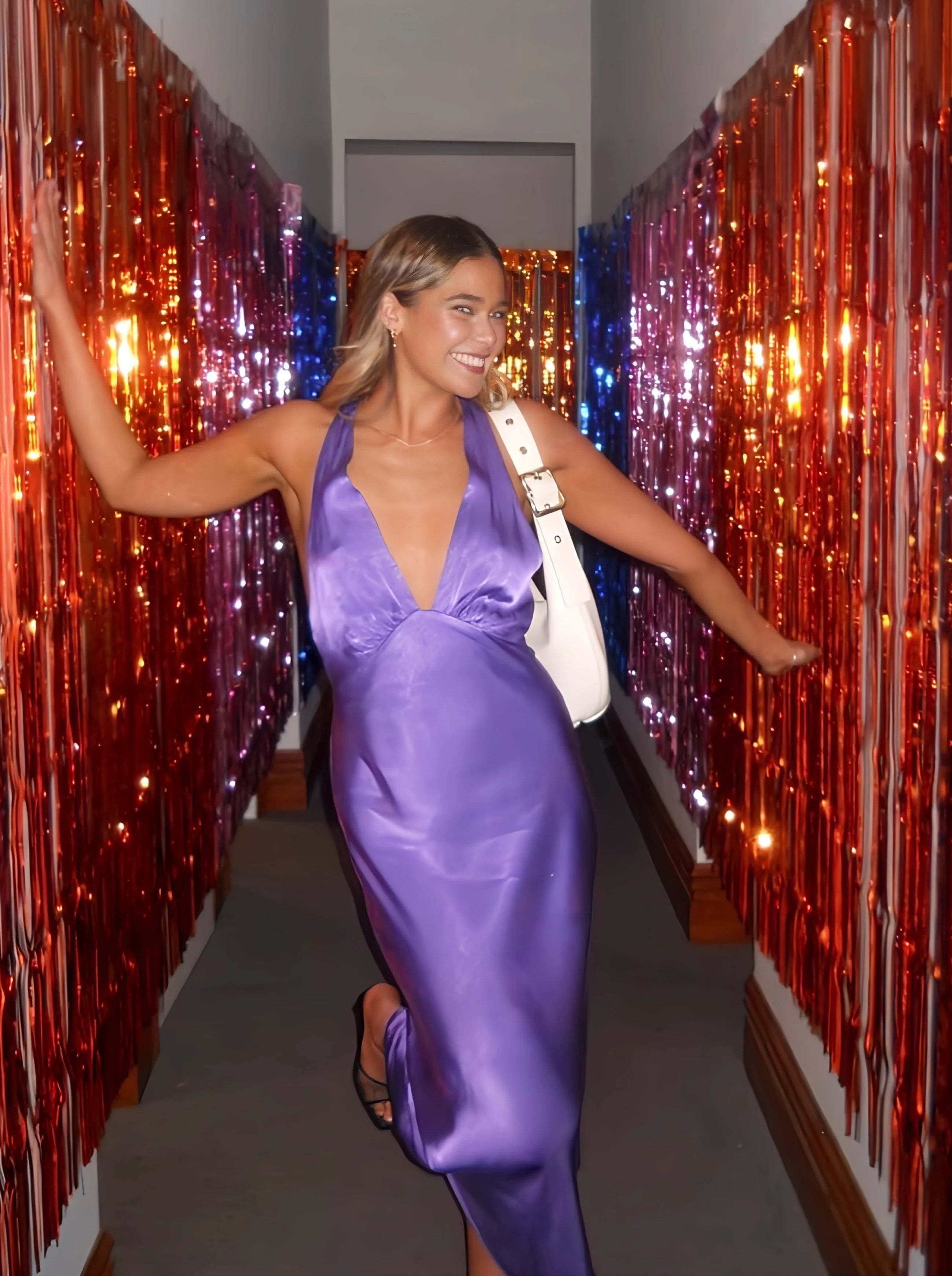 Weitese Dress Sexy Deep V Neck Open Back Dress For Womens Sleeveless Floor Length Formal Prom Dresses