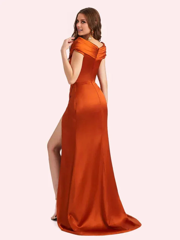 Robe longue sirène sexy en satin doux à manches courtes, robe de demoiselle d'honneur pour mariage, robe de bal 