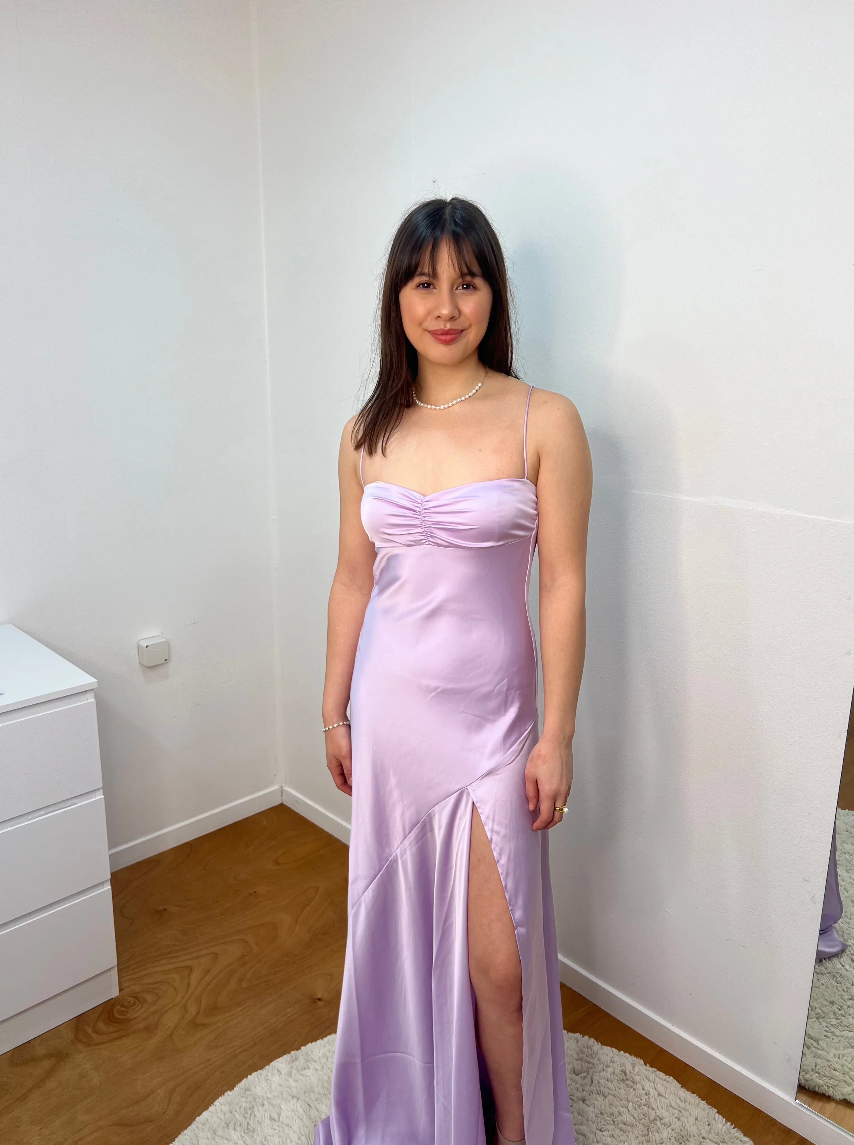Weitese Dress Sexy Mermaid Spaghetti Straps Floor Length Lilac Slit Long Prom Dress