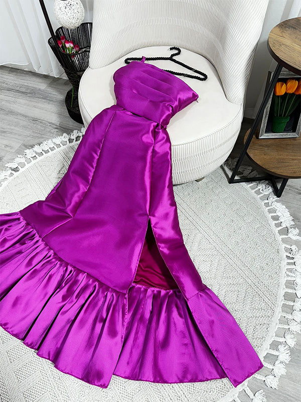 Weitese Dress Sexy One-shoulder Sleeveless Mermaid Satin Evening Prom Dresses Party Dresses