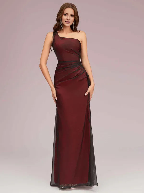 Vestido Weitese sexy de un solo hombro, tubo rojo y negro, abertura lateral, largo hasta el suelo, sin mangas, vestidos de fiesta 