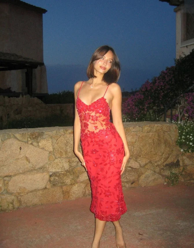 Weitese Dress Sexy Sheath Spaghetti Strap Sequin Red Tulle Homecoming Dress Birthday Dress Party Dress