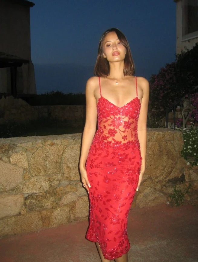 Weitese Dress Sexy Sheath Spaghetti Strap Sequin Red Tulle Homecoming Dress Birthday Dress Party Dress