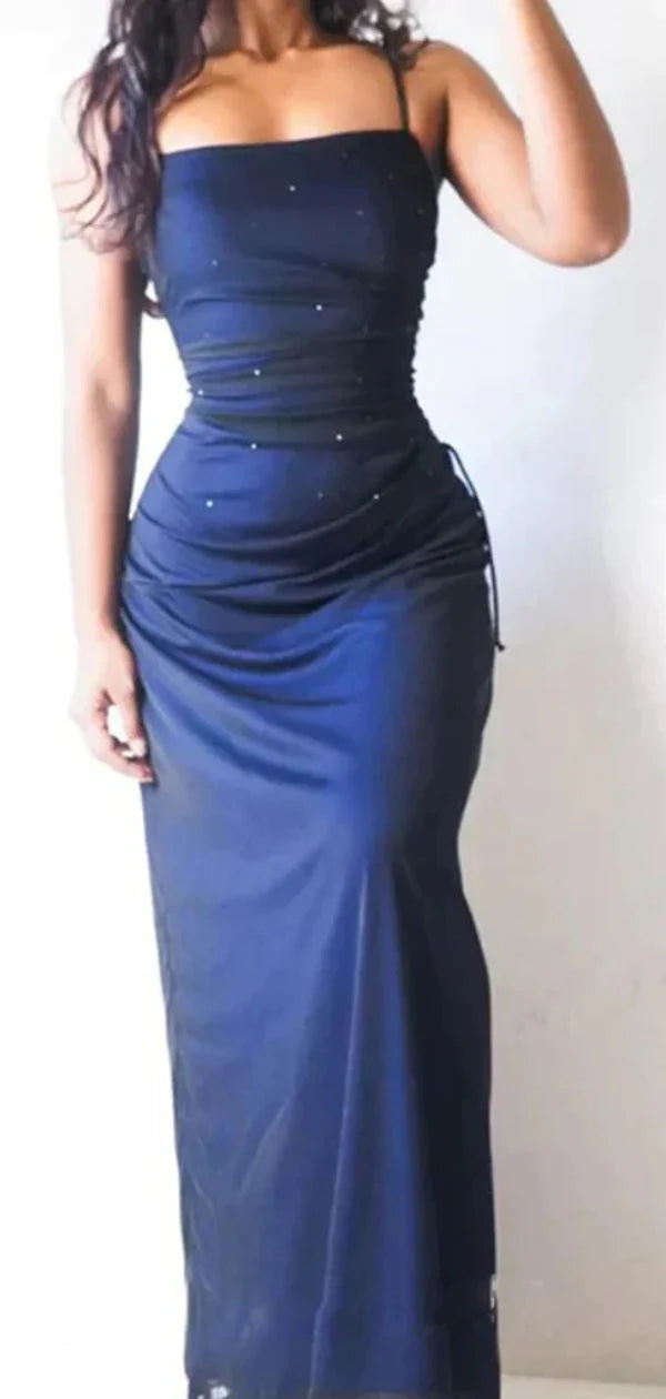 Weitese Dress Sexy Spaghetti Strap Sleeveless Mermaid Satin Long Evening Prom Dresses Party Dress