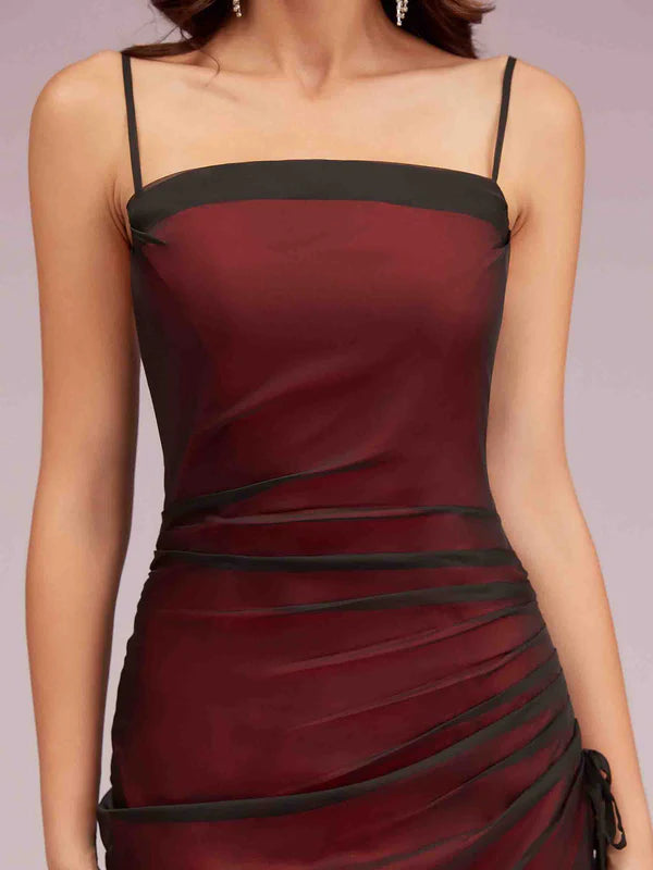 Vestido Weitese sexy con tirantes finos en rojo y negro, abertura lateral, vestido largo sin mangas, vestidos de fiesta 