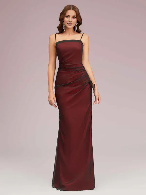 Vestido Weitese sexy con tirantes finos en rojo y negro, abertura lateral, vestido largo sin mangas, vestidos de fiesta 