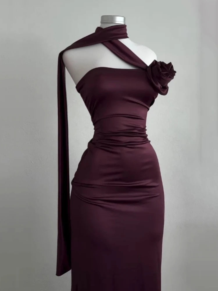 Weitese Dress Sexy Strapless Backless Long Dress Women Summer Fashion Ribbon Flower Party Evening Dresses Elegant Sleeveless Bodycon Prom Dress