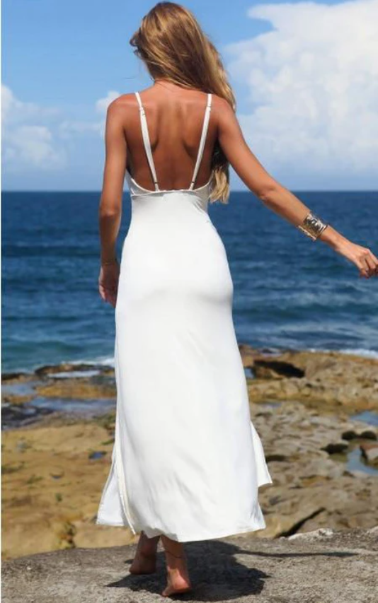 Robe Weitese sexy à col en V, coupe trapèze, longueur cheville, bretelles spaghetti, avec fentes, robe de bal, robes de soirée 