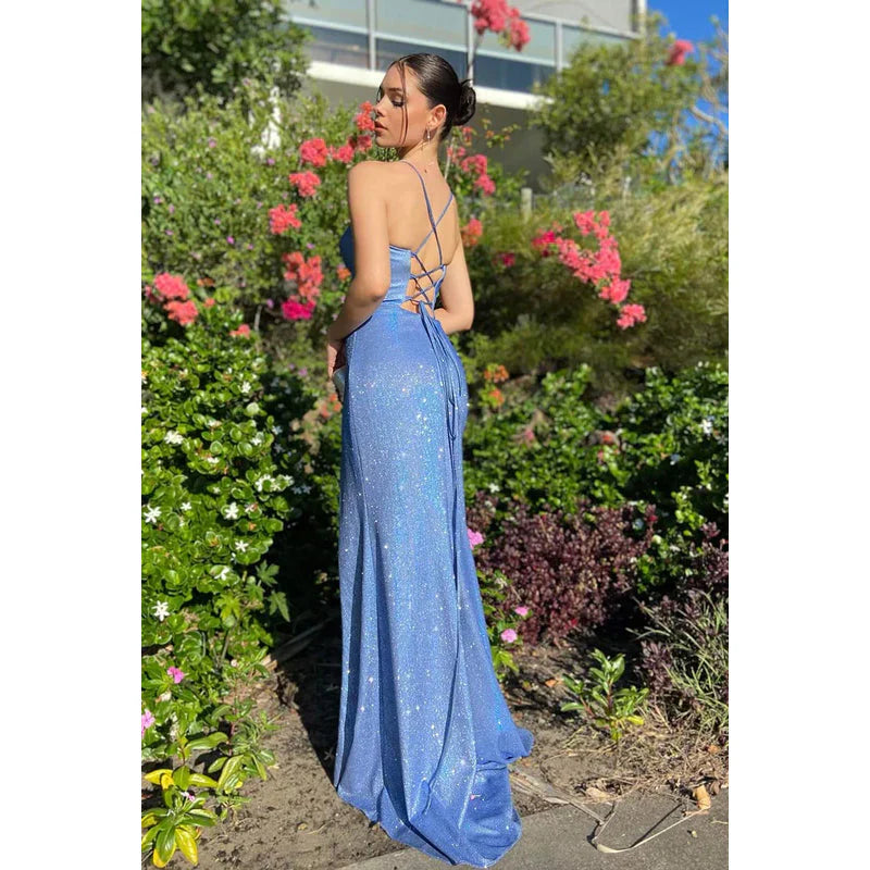 Weitese Dress SheathColumn Sweetheart Sequined Split Sleeveless Prom Dress Party Dress