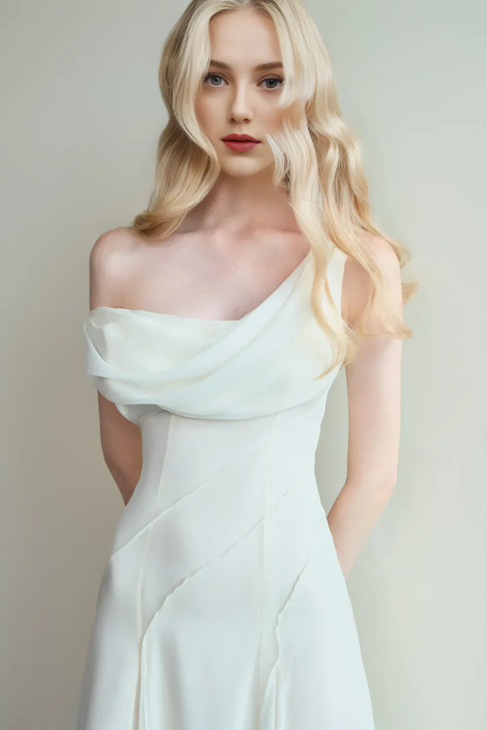 Weitese Dress Sheath Cowl Neck Voile Ankle Length Maxi Dress Sleeveless Simple Solid Color Backless Prom Dress