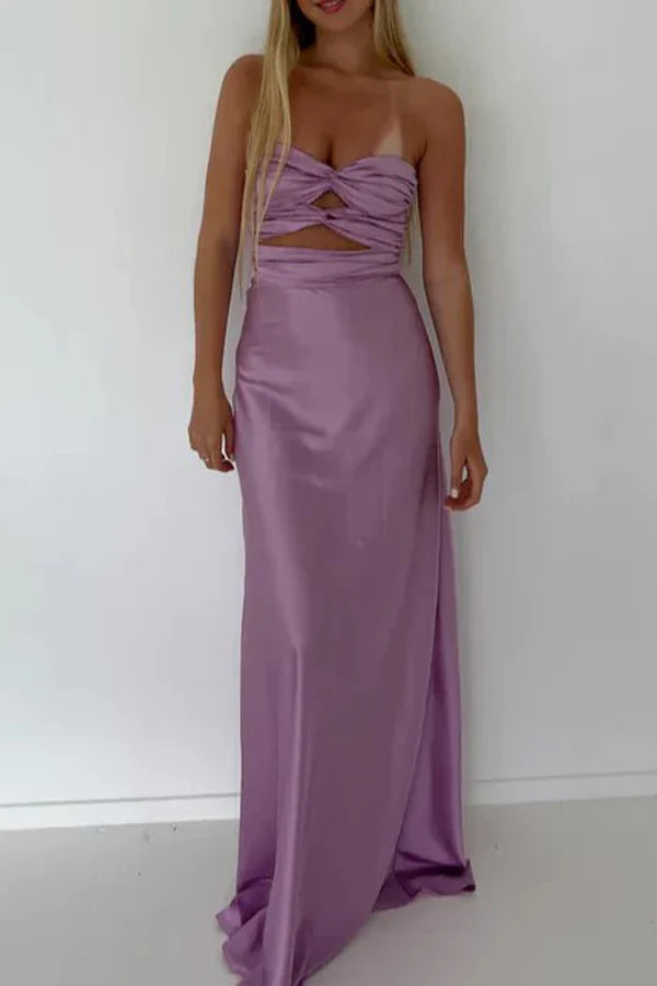 Vestido Weitese de fiesta largo azul Tiffany sin tirantes 