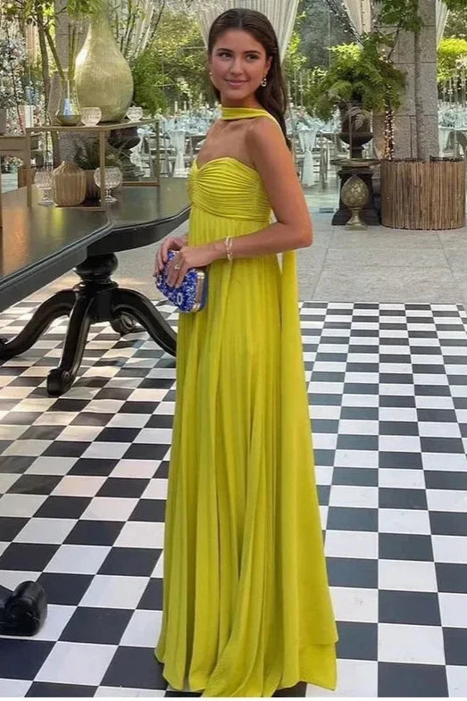 Weitese Dress Sheer Strapless Pleated Maxi Dress Party Dress Off-the-Shoulder Floor Length Prom Dress