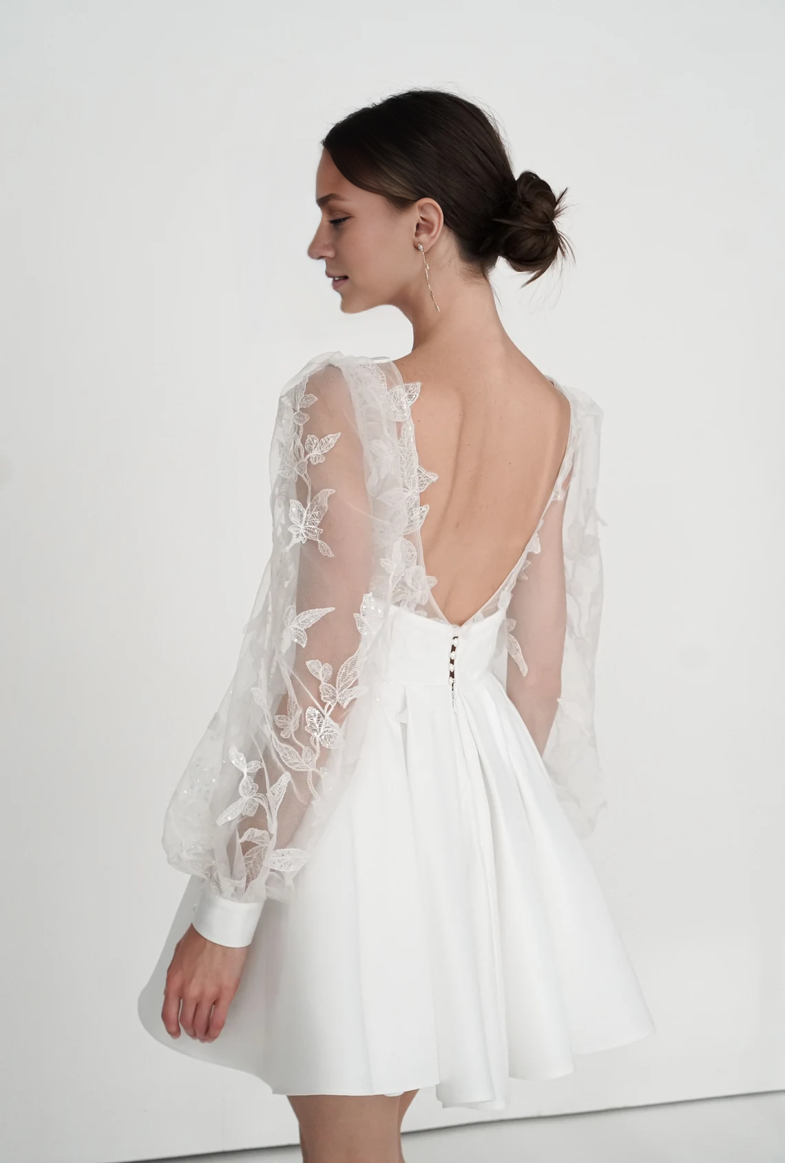 Weitese Dress Short wedding dress Elegant dress Reception dress Bride Dress With Long Sleeves Applique