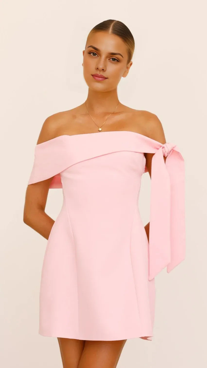 Weitese Dress Simple Off Shoulder Mini Dress Wine A-line Backless Solid Color Sleeveless Homecoming Dress