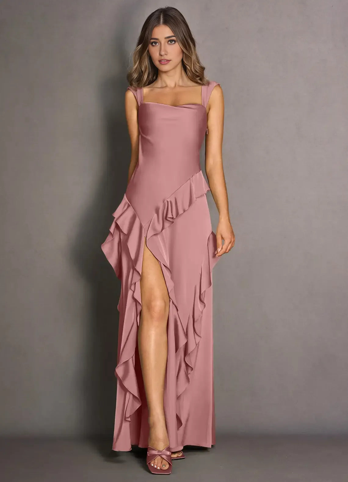 Weitese Dress Simple Regular Straps Sleeveless Backless Ruffles Mermaid Evening Dress Maxi Dress Prom Dress