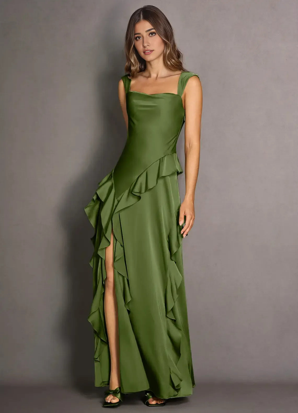 Weitese Dress Simple Regular Straps Sleeveless Backless Ruffles Mermaid Evening Dress Maxi Dress Prom Dress