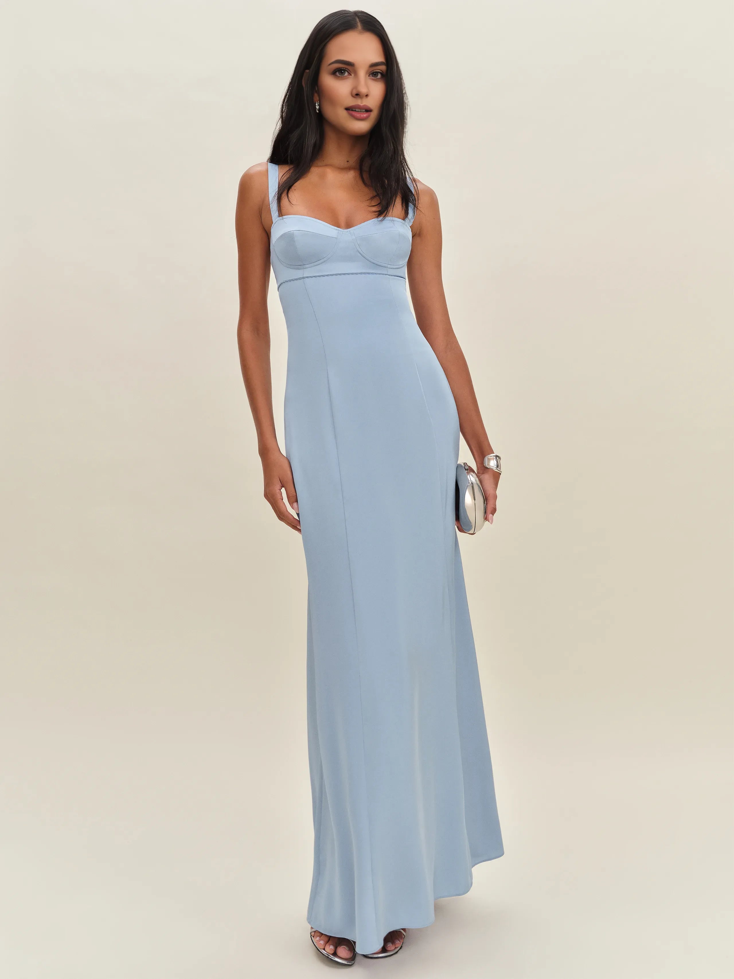 Weitese Dress Simple Regular Straps Sleeveless Mermaid Prom Dress Maxi Dress Sheath Backless Lace Up Evening Dress