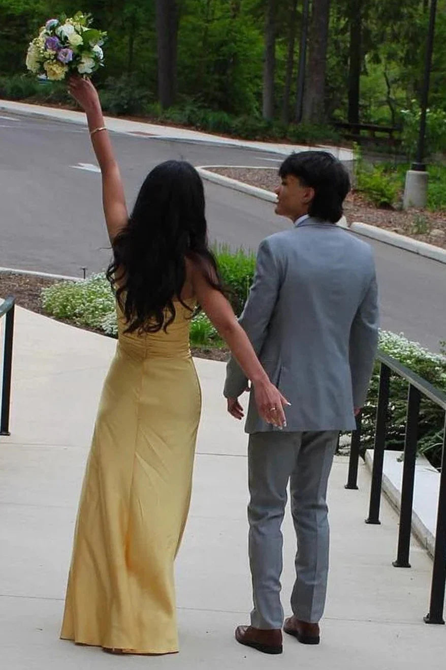 Weitese Dress Simple Sheath Sweetheart Blue Long Prom Dress with Keyhole