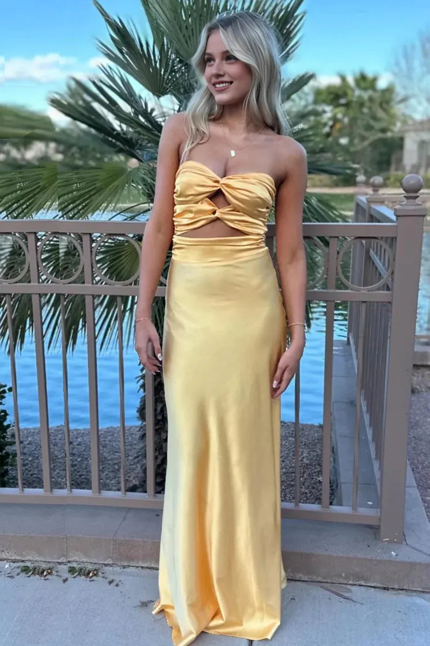 Weitese Dress Simple Sheath Sweetheart Blue Long Prom Dress with Keyhole