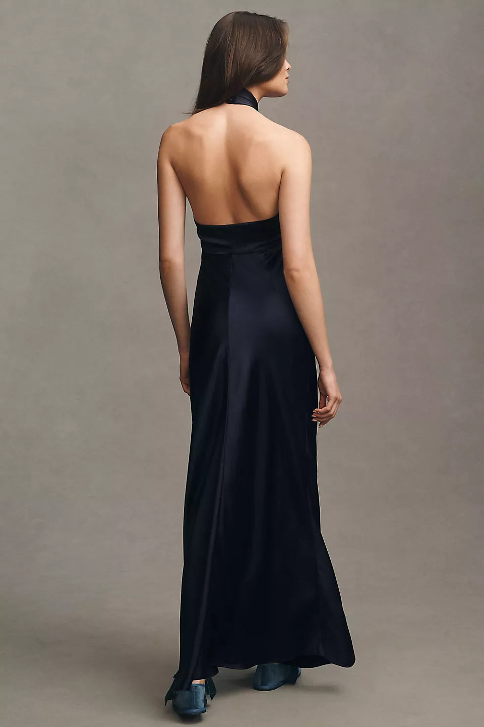 Robe Weitese sans manches, col licou, robe longue en satin, fourreau, colonne, robe de bal sexy dos nu 