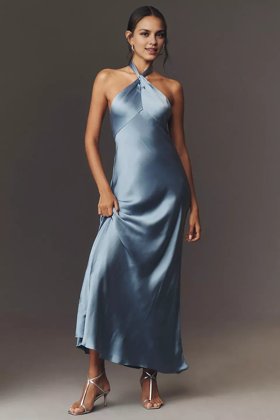 Robe Weitese sans manches, col licou, robe longue en satin, fourreau, colonne, robe de bal sexy dos nu 