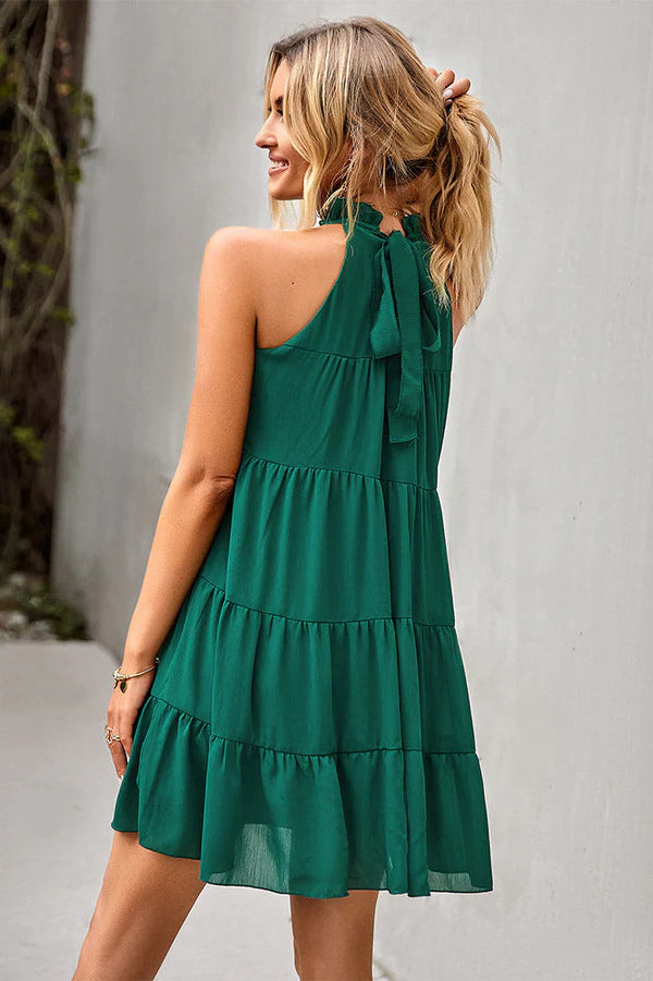 Weitese Dress Sleeveless Mini A-Line Party Cocktail Dress V-Neck Lace Up Homecoming Dress
