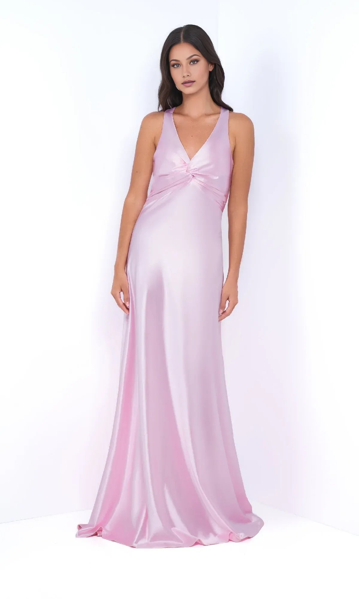 Robe Weitese sans manches, col en V, dos nu, satin bleu roi, traîne courte, robe de bal longue 