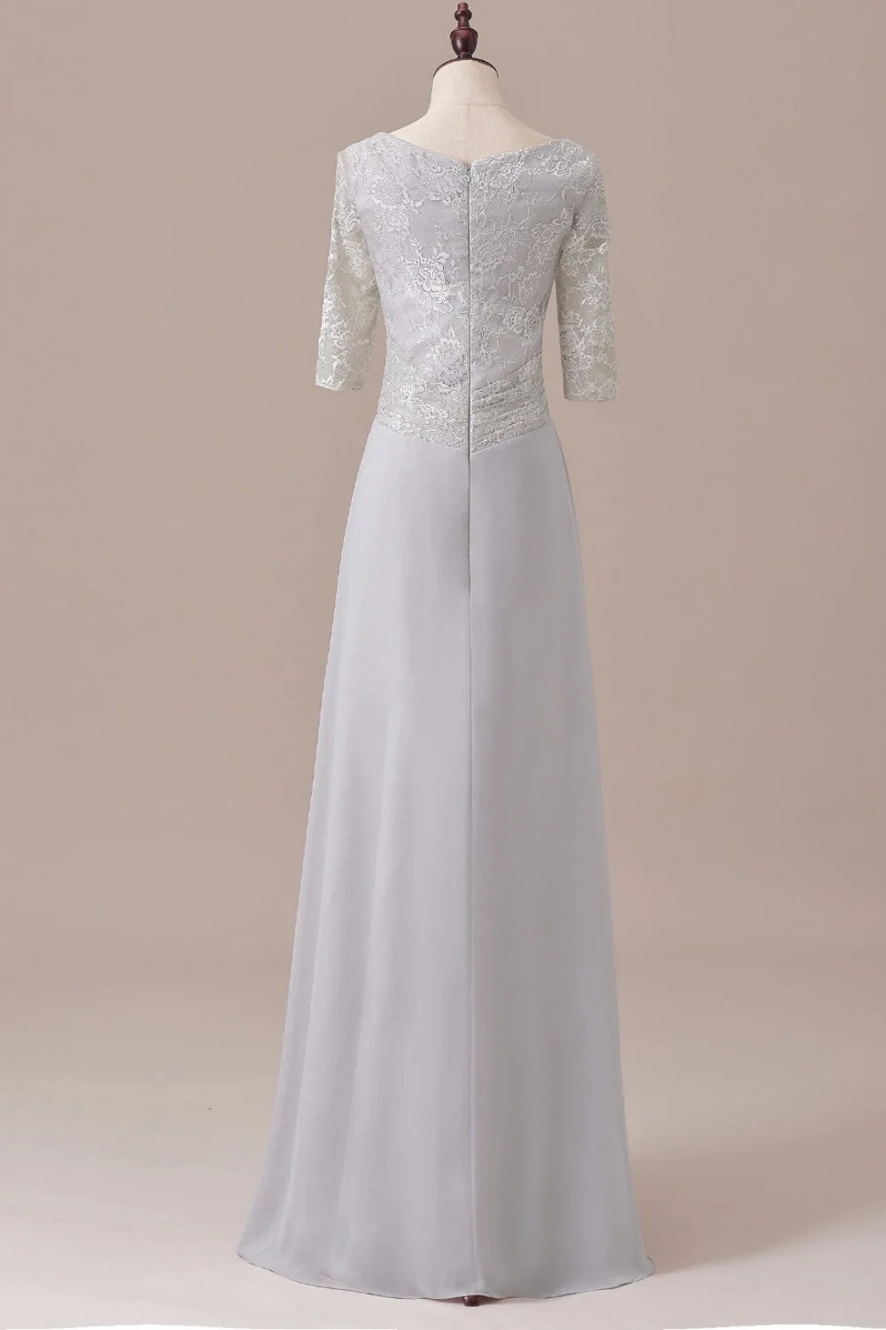 Weitese Dress Sliver Half Sleeve Chiffon Lace Diamond Zipper Back Mother of the Bride Dress