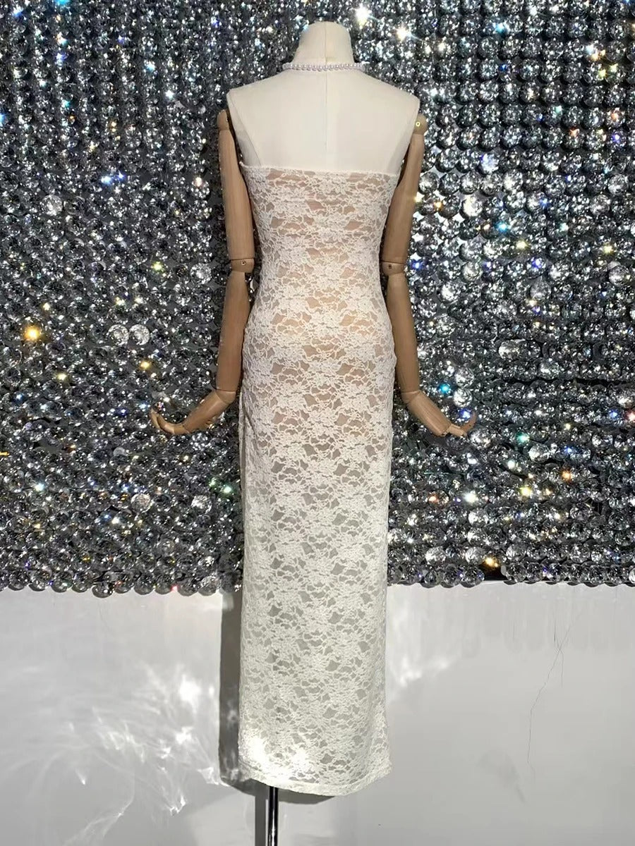 Vestido Weitese sólido con empalmes y cordones, vestidos adelgazantes para mujer, sin tirantes, sin mangas, de cintura alta, vestido largo para mujer, nuevo vestido de fiesta 