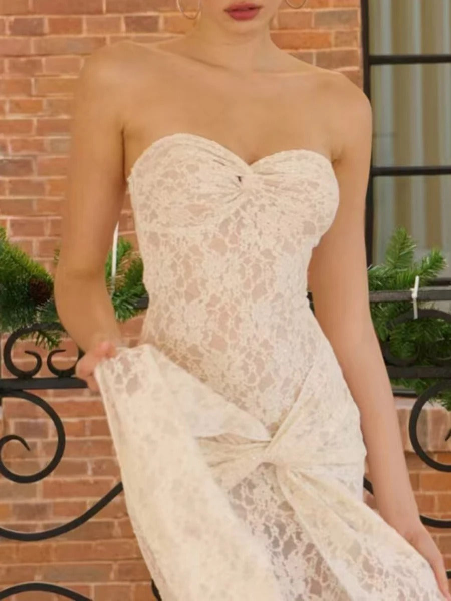 Vestido Weitese sólido con empalmes y cordones, vestidos adelgazantes para mujer, sin tirantes, sin mangas, de cintura alta, vestido largo para mujer, nuevo vestido de fiesta 