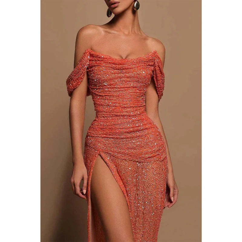 Weitese Dress Spaghetti Straps Beads Lace Mermaid Formal Prom Dress Party Dress