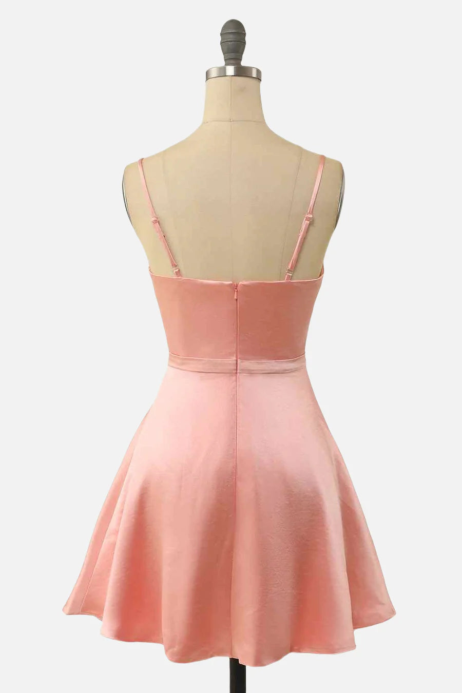 Weitese Dress Spaghetti Straps Blush Twist Short Party Dress Zip-Up Back Homecoming Dress