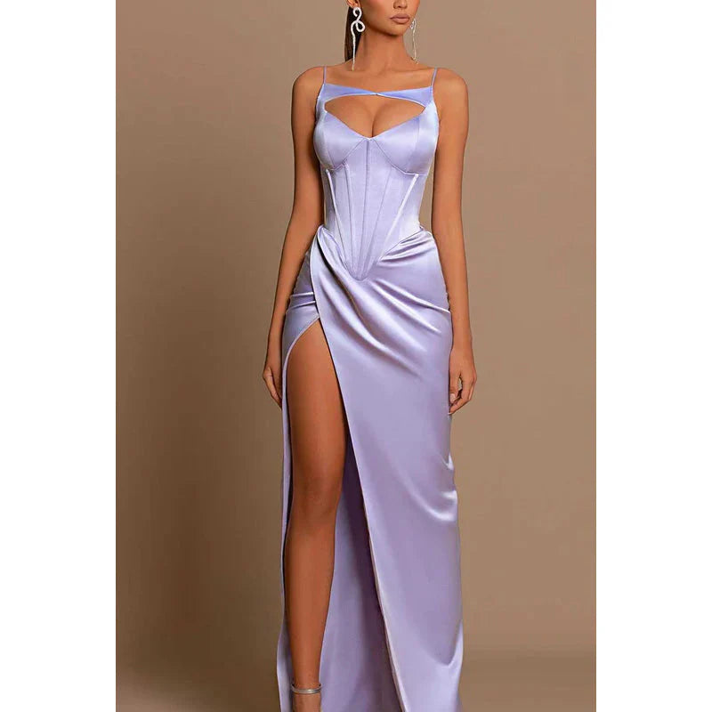 Weitese Dress Spaghetti Straps Cut Outs Long Prom Evening Formal Dress With Slit Party Dress