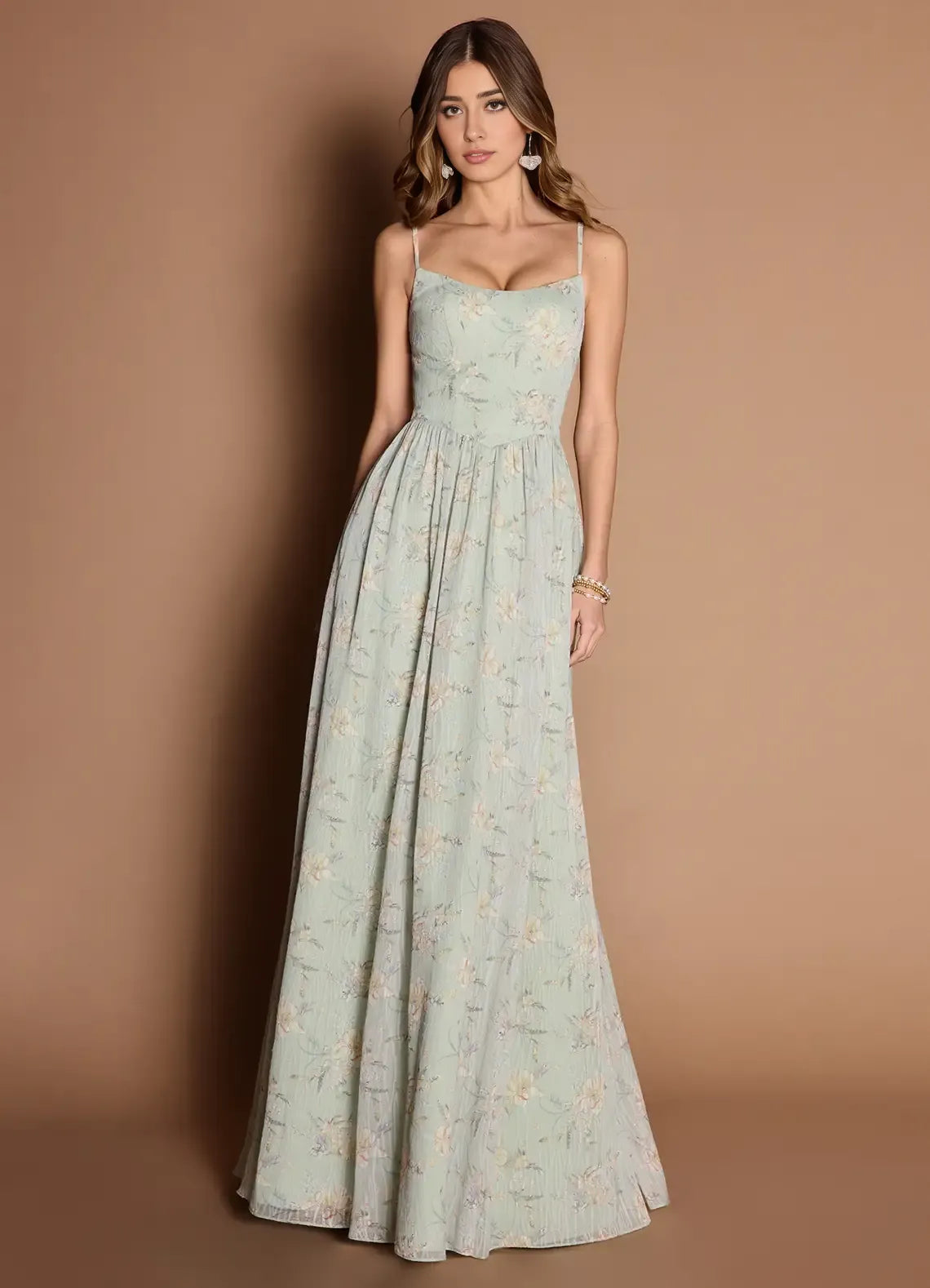 Robe Weitese à bretelles spaghetti, robe longue élégante, robe de bal sans manches, dos nu, imprimé floral, robe de soirée trapèze 