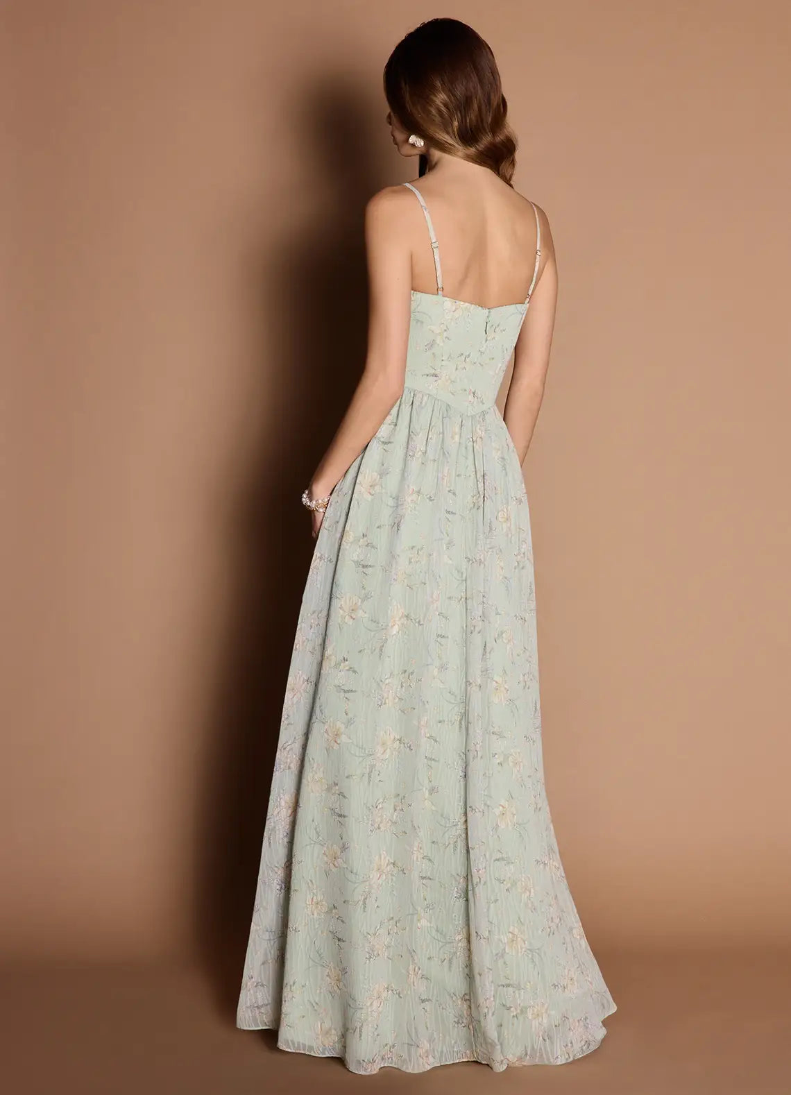 Robe Weitese à bretelles spaghetti, robe longue élégante, robe de bal sans manches, dos nu, imprimé floral, robe de soirée trapèze 