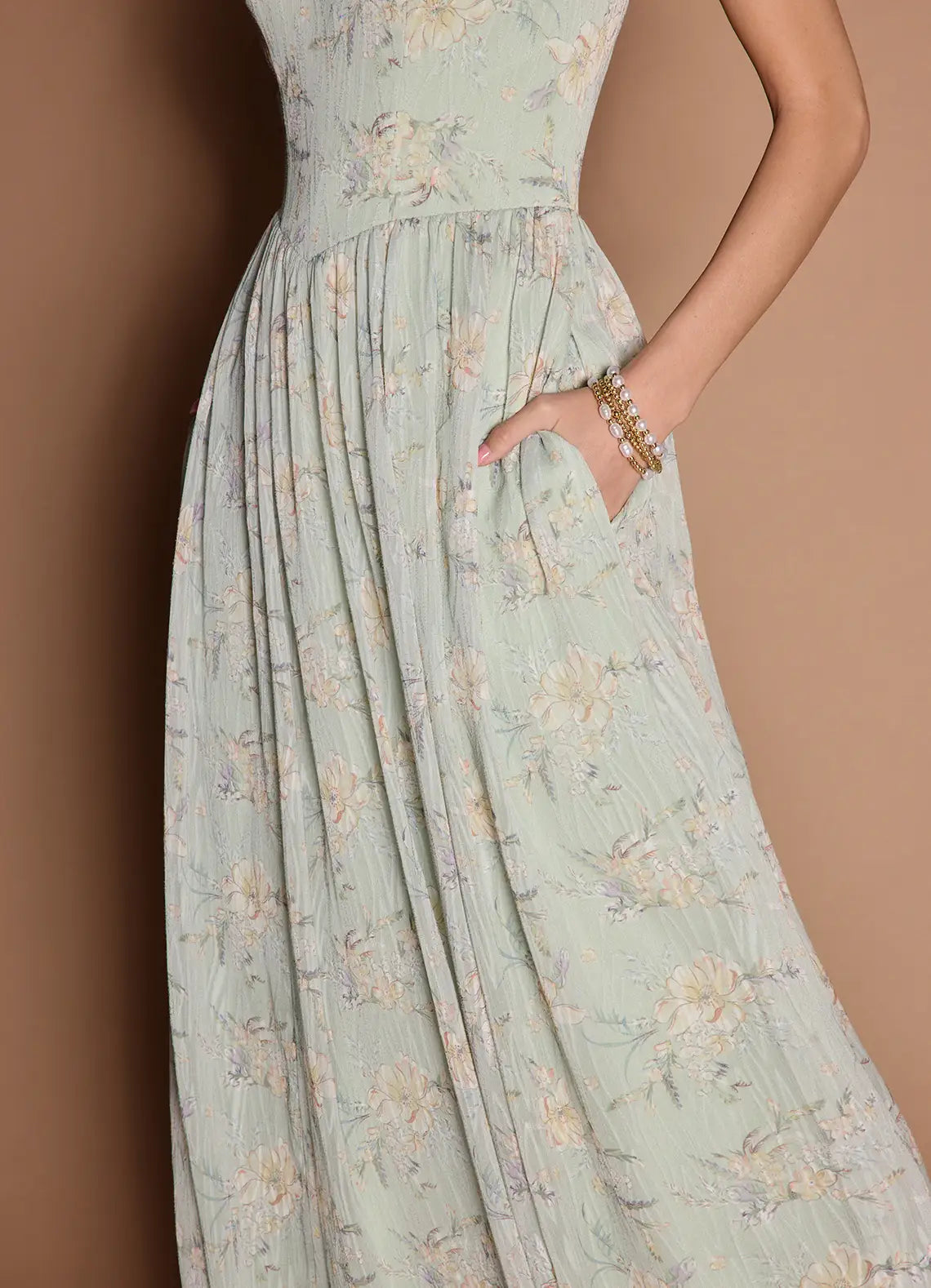 Robe Weitese à bretelles spaghetti, robe longue élégante, robe de bal sans manches, dos nu, imprimé floral, robe de soirée trapèze 