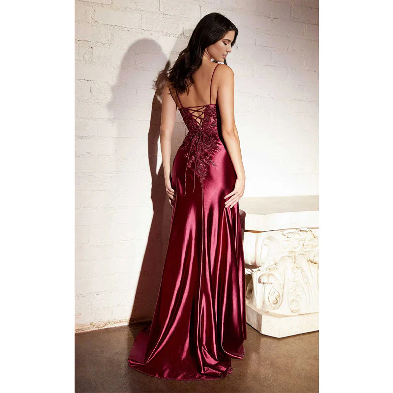 Vestido Weitese con tirantes finos, apliques de encaje, abertura lateral, negro, largo, para fiesta de graduación 