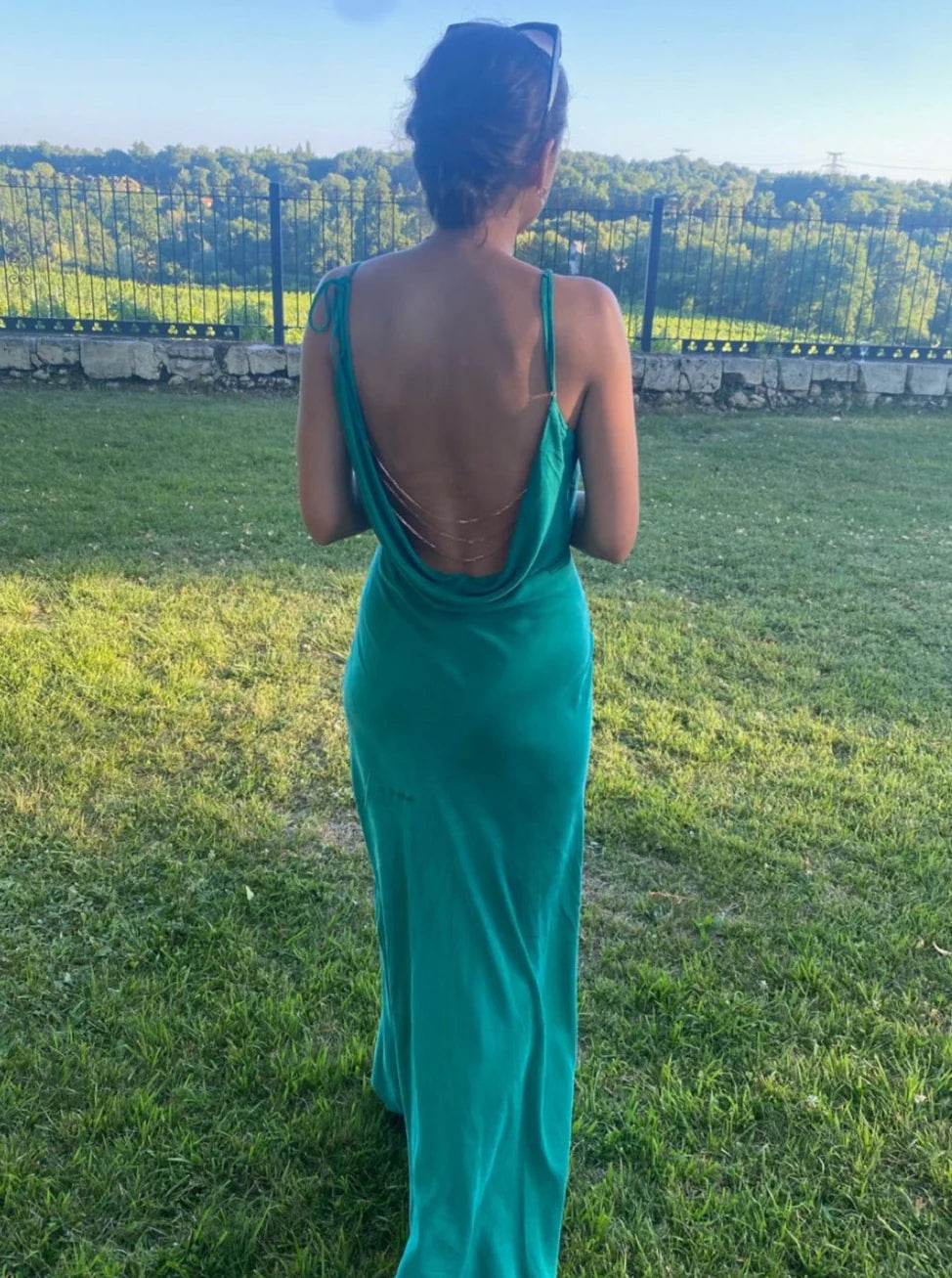 Weitese Dress Spaghetti Straps Sexy Cami Dress For Womens Sleeveless Deep V-Neck Formal Prom Dresses