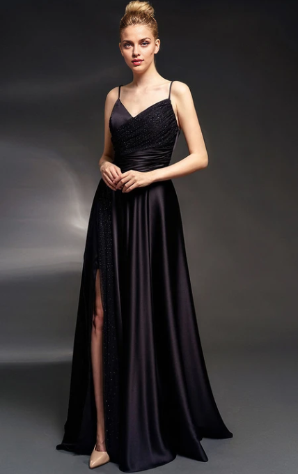 Weitese Dress Spaghetti Straps V-Neck Sleeveless Sheath Dress with Ruched Waist Prom Dress Formal Wear Dresses