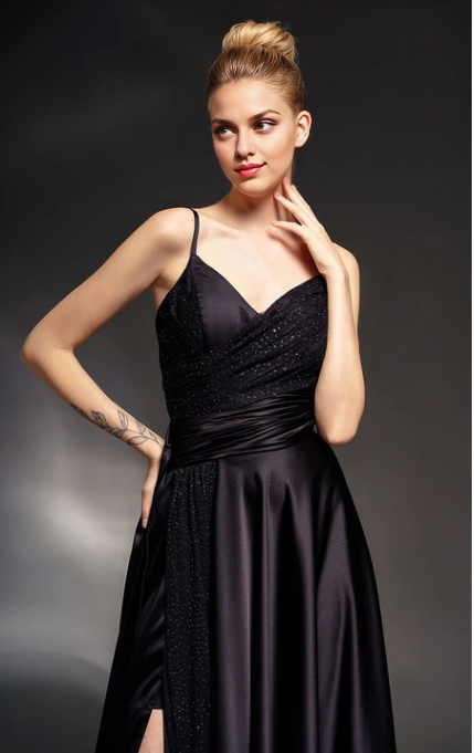 Weitese Dress Spaghetti Straps V-Neck Sleeveless Sheath Dress with Ruched Waist Prom Dress Formal Wear Dresses