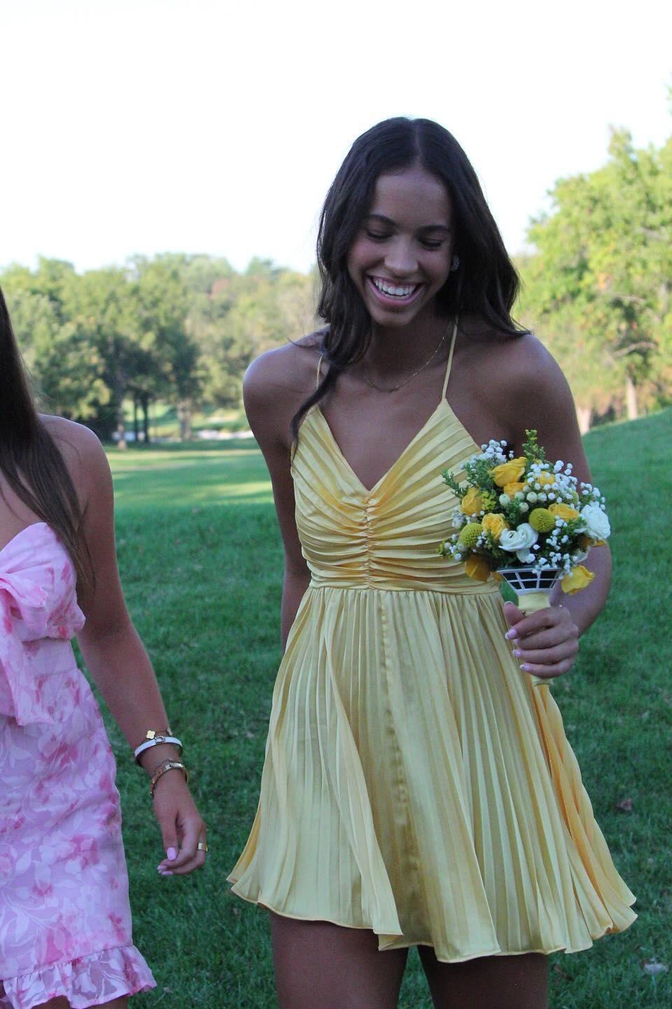 Weitese Dress Spaghettiu Straps Orange Pleated A-line Short Party Dress Sleeveless Homecoming Dress