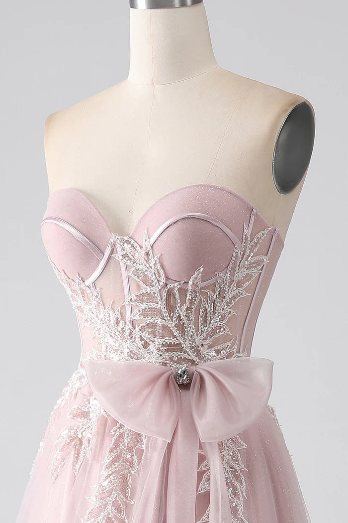 Robe Weitese scintillante, coupe trapèze, sans bretelles, en tulle, robe longue sans manches avec nœud, robe de bal 