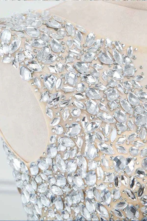 Weitese Dress Sparkly Chffon V-Neck Front Slit Royal Blue Evening Dresses With Beading Top Prom Dress