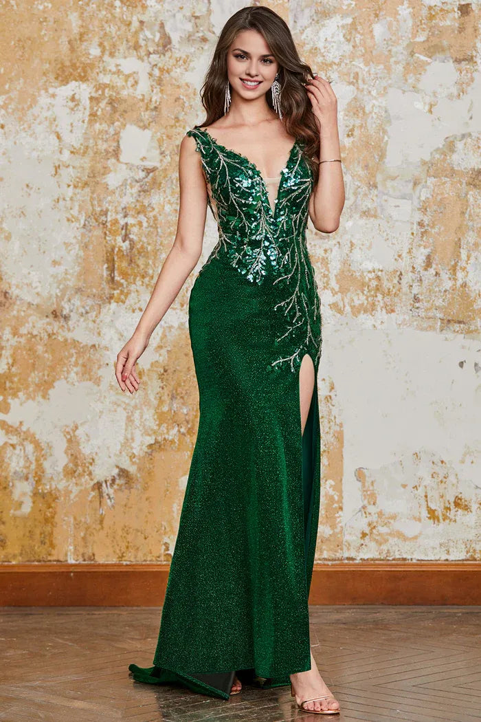 Robe Weitese Robe longue sirène vert foncé scintillante Robe de bal Robe de soirée à paillettes 