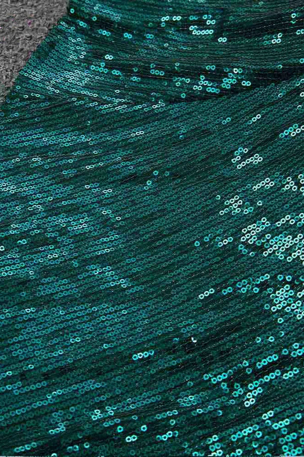 Weitese Dress Sparkly Sequined Spaghetti Straps V-Neck Evening Dresses With Backless Prom Dress