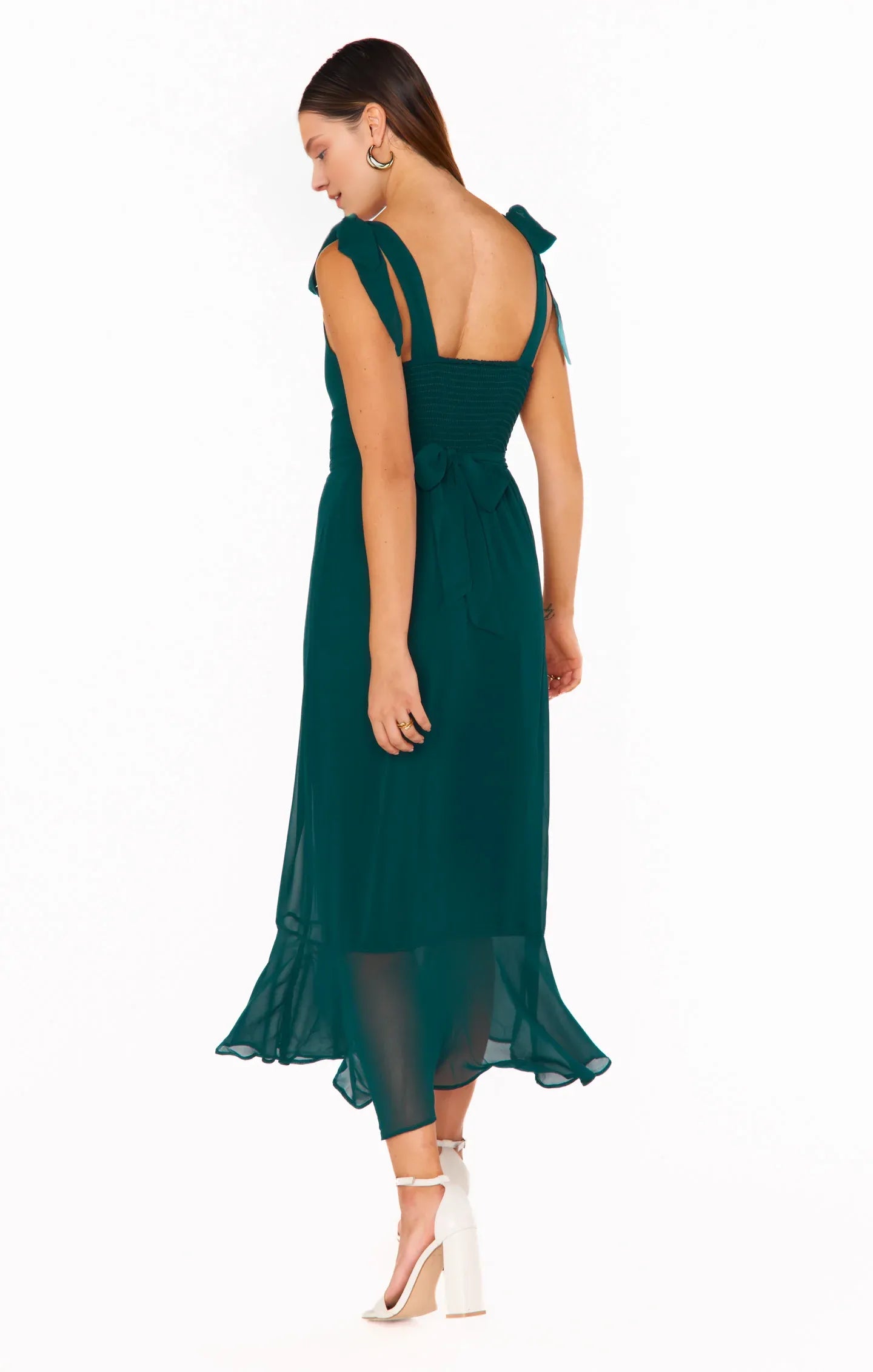 Weitese Dress Square Neck Emerald Sleeveless Maxi Dress Column Solid Color Backless Fashion Prom Dress