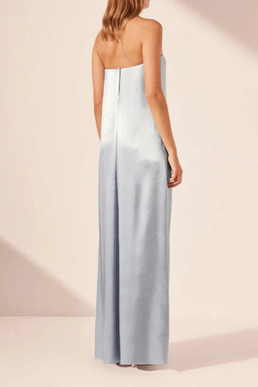 Vestido Weitese sin tirantes, columna, maxivestido azul claro, sin mangas, largo hasta el suelo, vestido de fiesta, vestido de noche 