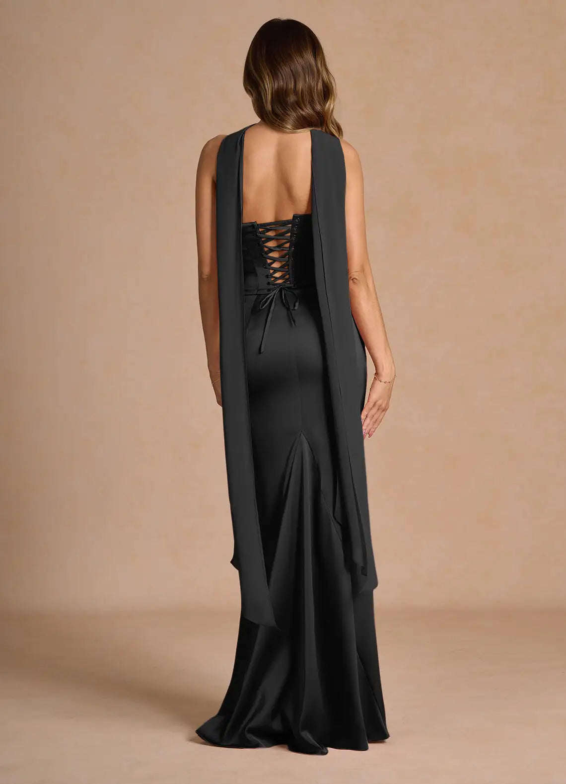 Weitese Dress Strapless Elegant Sleeveless Mermaid Maxi Dress Prom Dress Simple Satin Backless Back Evening Dress