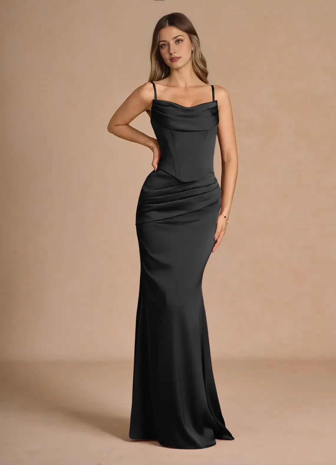Weitese Dress Strapless Elegant Sleeveless Mermaid Maxi Dress Prom Dress Simple Satin Backless Back Evening Dress