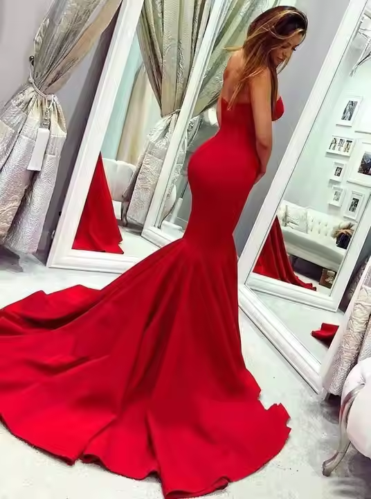 Weitese Dress Strapless Mermaid Latest Elegant Long Women Formal Gowns Evening Dresses